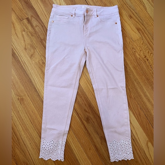 Ted Baker Massiee crop Embroidered Jeans, Baby Pink - Picture 3 of 12